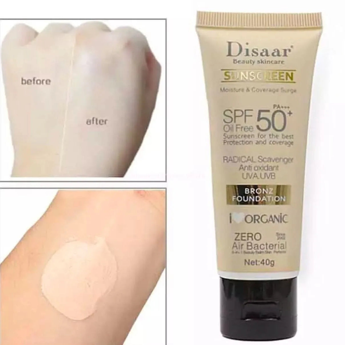 Disaar Sunscreen Bronz Foundation SPF 50 Oil-Free – 40g