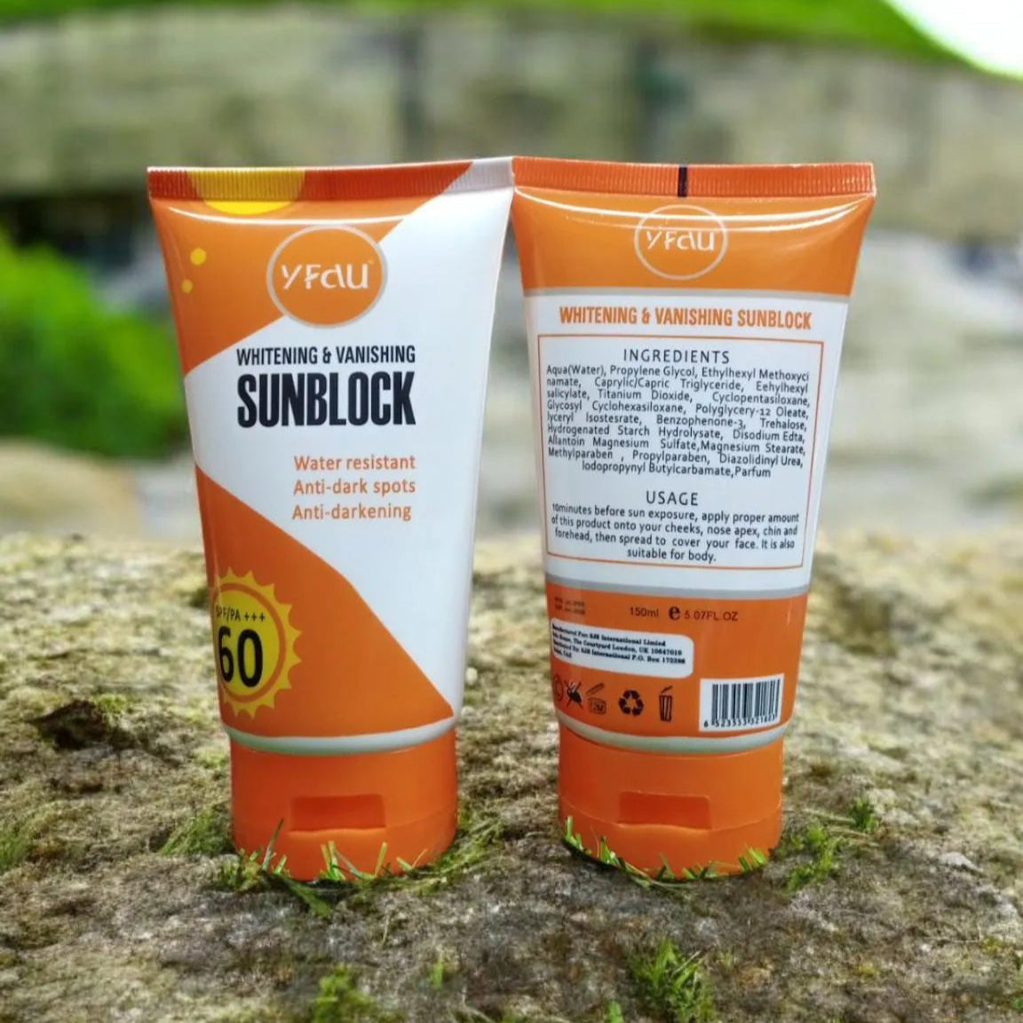 YFAU Whitening and Vanishing Sunblock – Water Resistant – 150ml