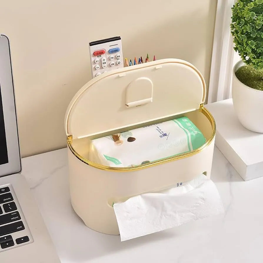 Multifunctional ABS Tissue Box with Storage – Sleek Organizer for Home & Office