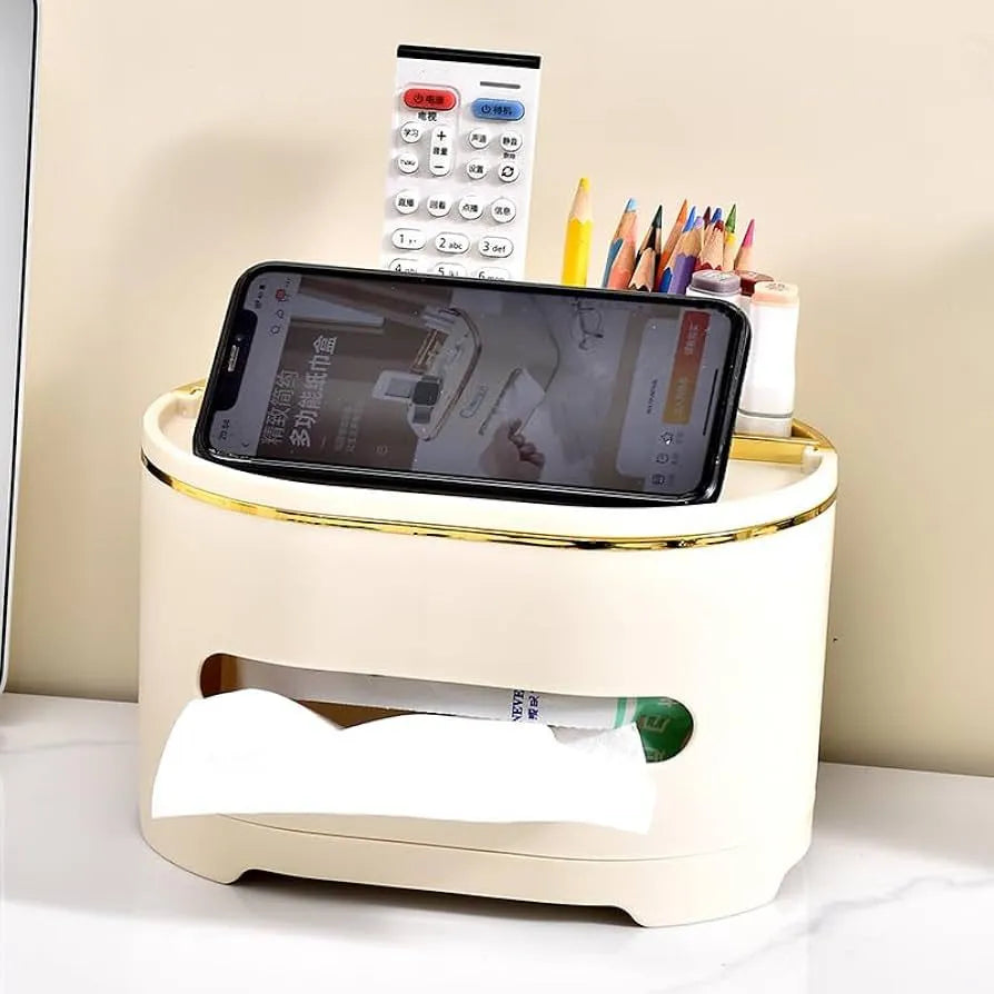 Multifunctional ABS Tissue Box with Storage – Sleek Organizer for Home & Office