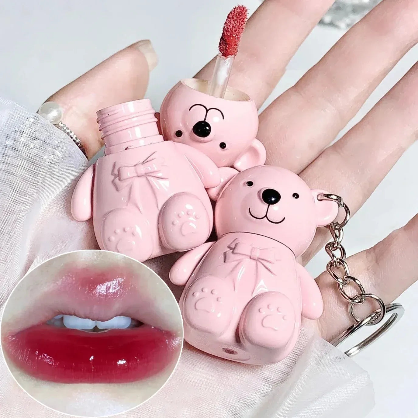 Cute Bear Key Chain Tint Glossy Lip Gloss