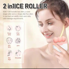 2-in-1 W+V Shaped Face Roller & Cool Ice Body Massager