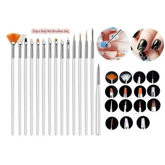 15 Pcs Nail Art Drawing Liner Brush Kit