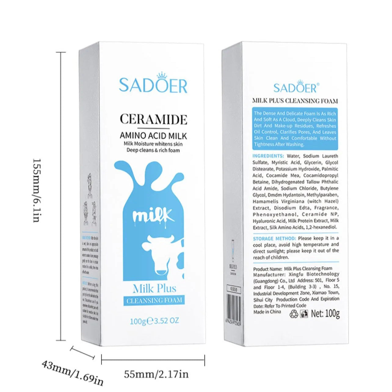 Sadoer Ceramide Milk Whitening Amino Acid Milk Plus Cleansing Foam – 100 g