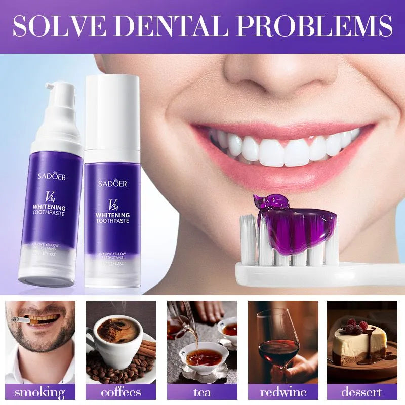 Sadoer V34 Remove Yellow Teeth Stains Whitening Toothpaste – 28 ml