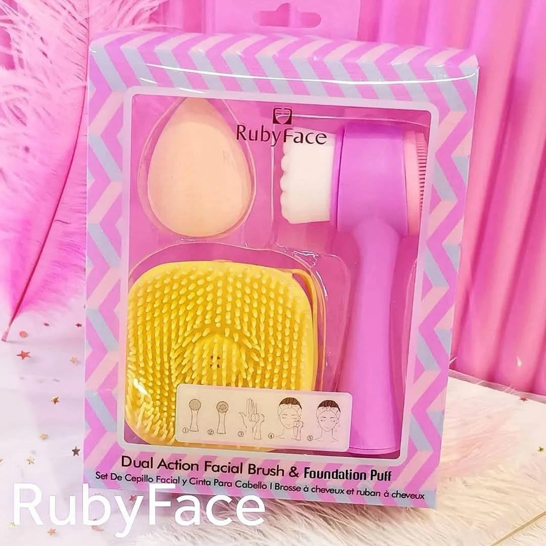 Ruby Face – Face Brush and Silicone Massage Bath Brush Set