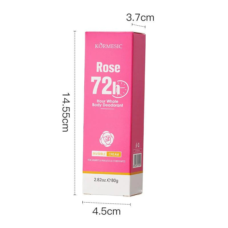 KORMESIC Rose Scented Whole Body Deodorant Cream 72H Odor Control - 80gm