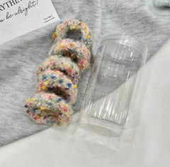 New Colored Dot Plush Hair Loop – Thick High Elastic Soft Velvet Headband (Each Box)