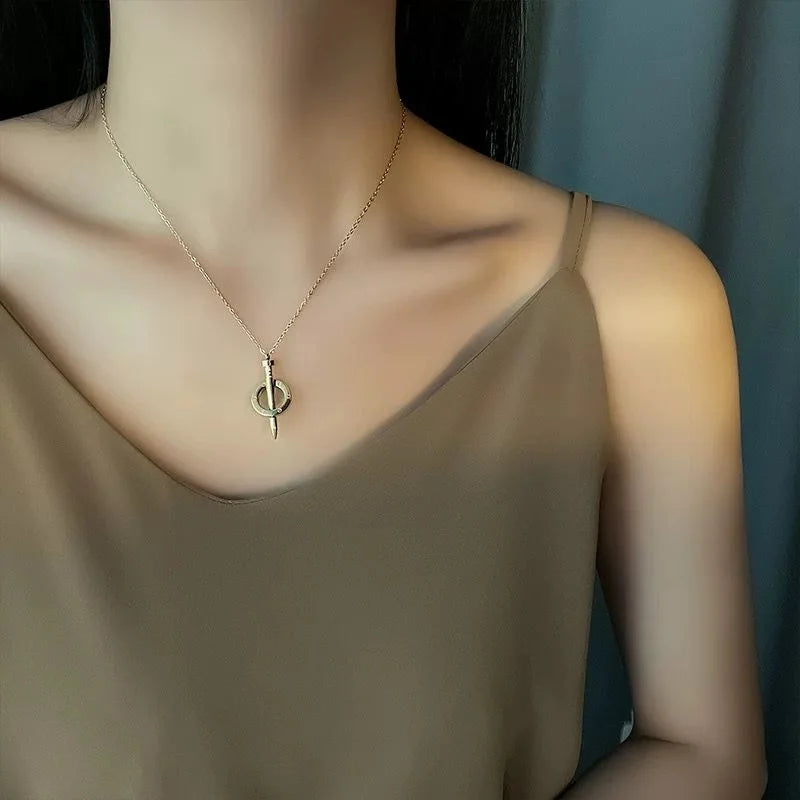 Stainless Steel Screw Pendant Necklace – Bold & Modern Style