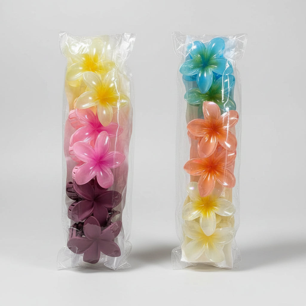 Flower Hair Clips Large - 12 Pieces