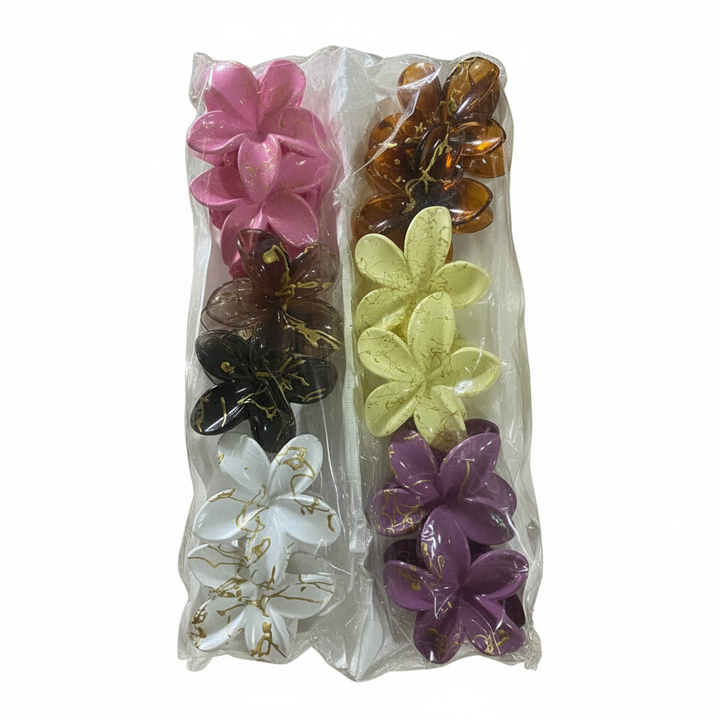 Flower Hair Clips Large - 12 Pieces