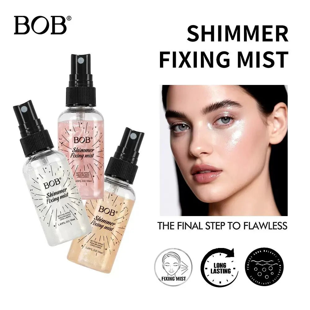 BOB Shimmer Fixing Mist – Long-Lasting Hydrating Setting Spray - 50ml