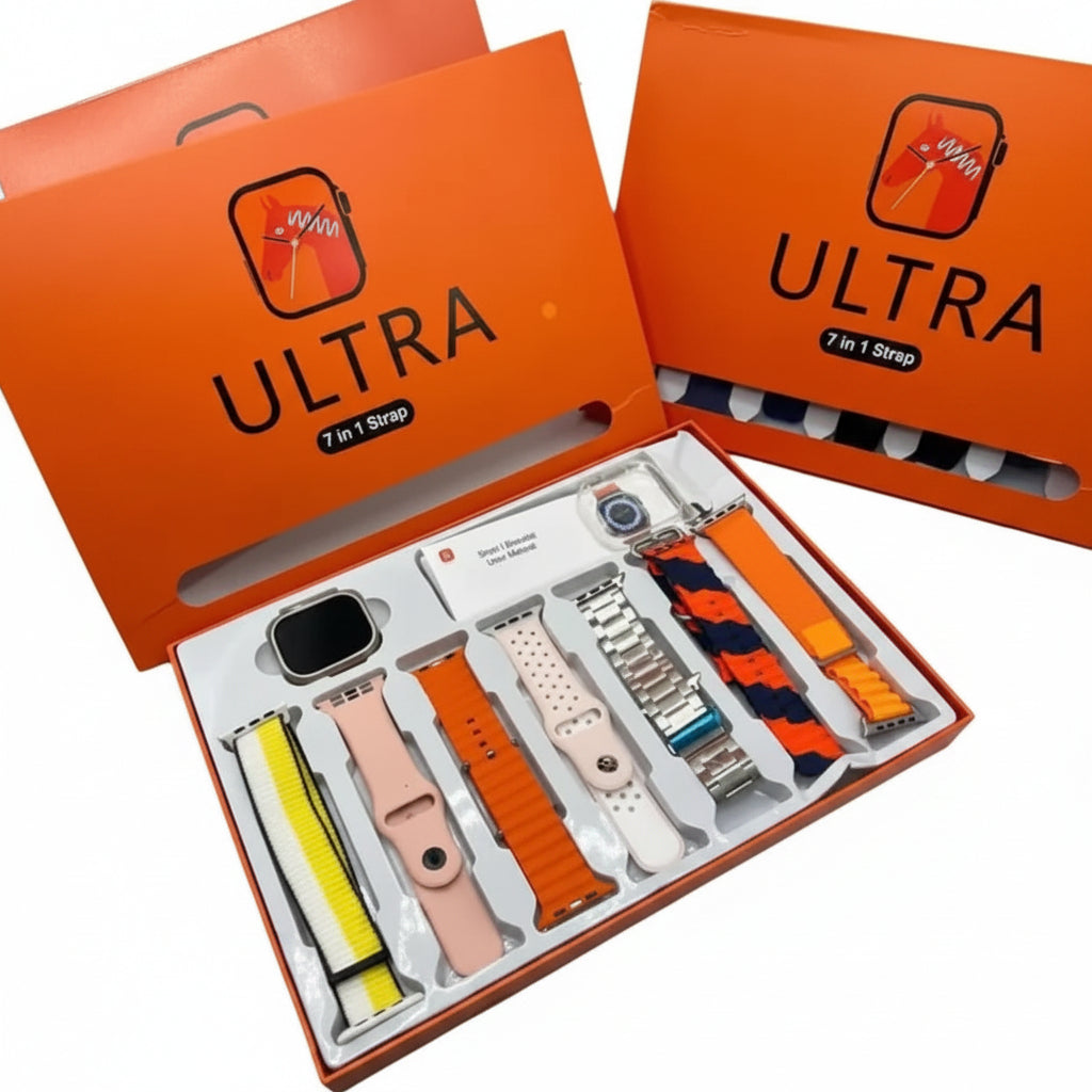 Ultra Smartwatch 7 in 1 Set with Silicone Band & Bluetooth 2.1