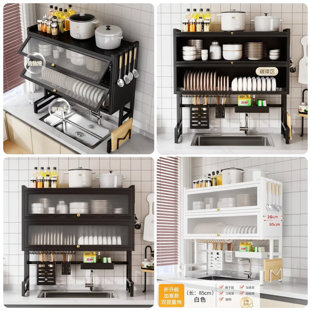 Double-Tier Metal Over-the-Sink Dish Drying Rack - Each