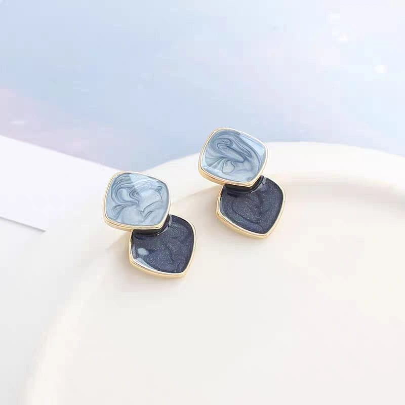 Double Square Geometric Stud Earrings - Each