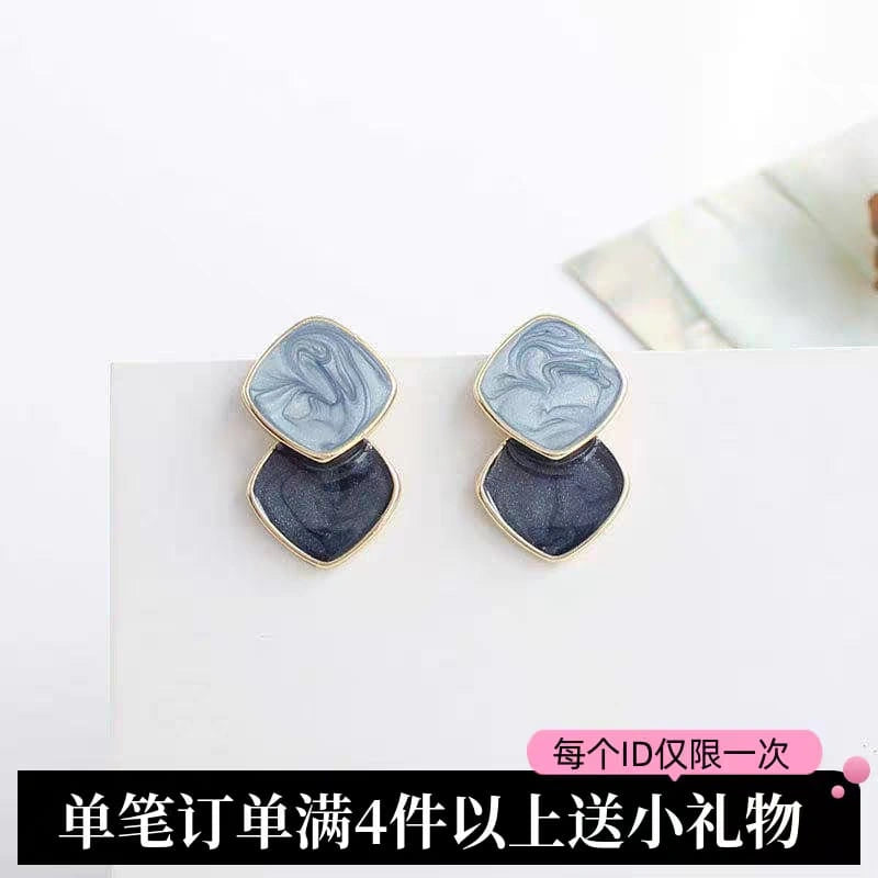 Double Square Geometric Stud Earrings - Each