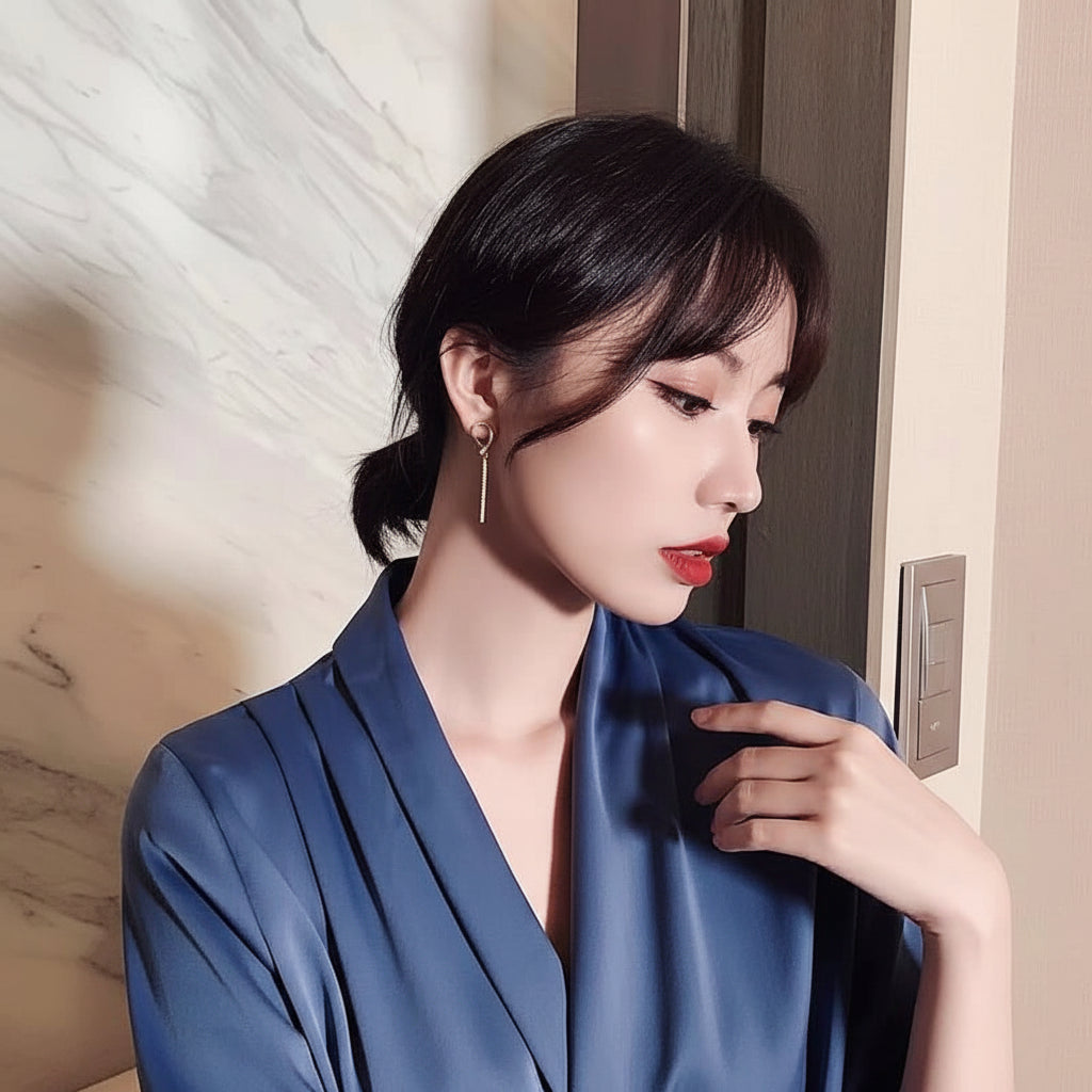 Bow Rhinestone Drop Earrings - Each