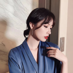 Bow Rhinestone Drop Earrings - Each