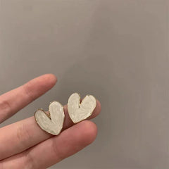 Korean Heart Marble Enamel Earrings - Each