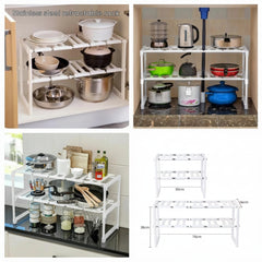2-Tier Stainless Steel & ABS Plastic Storage Rack