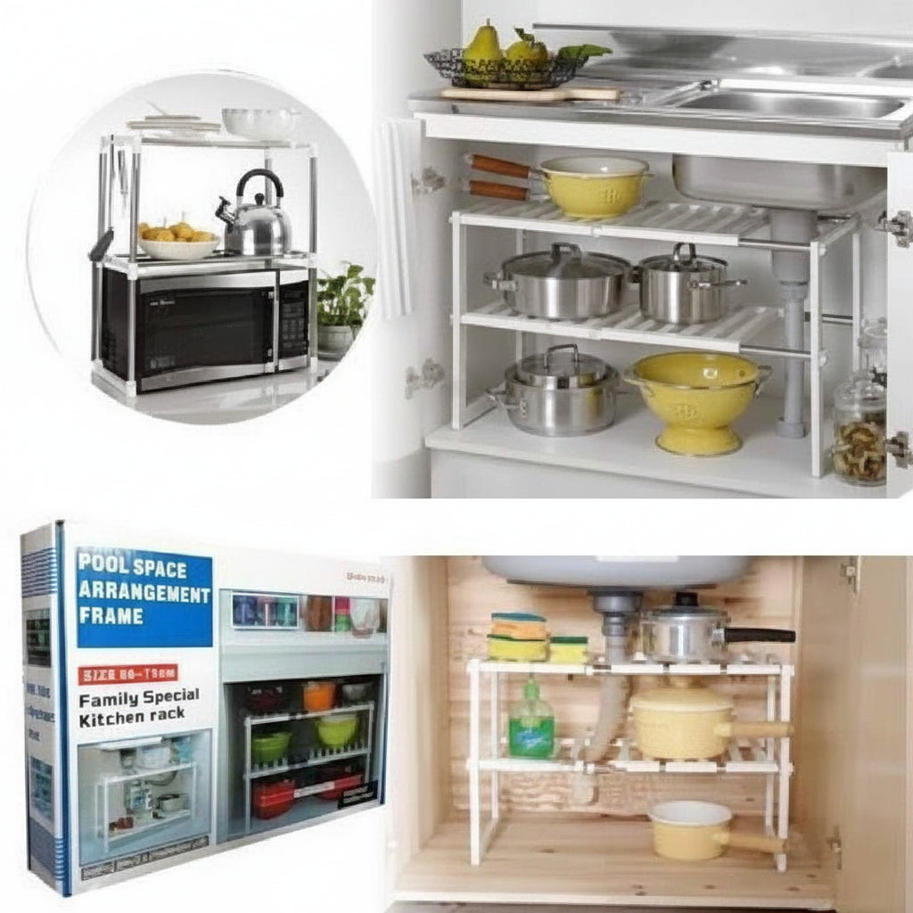 2-Tier Stainless Steel & ABS Plastic Storage Rack