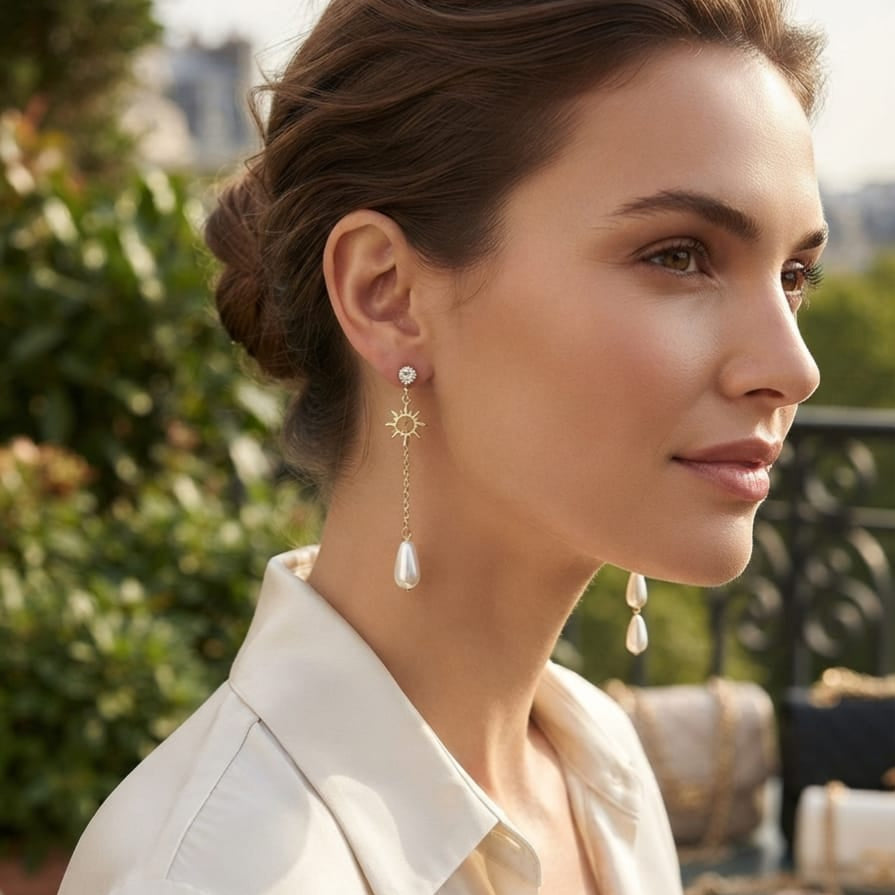 Stainless Steel Pearl Drop Earrings - Each