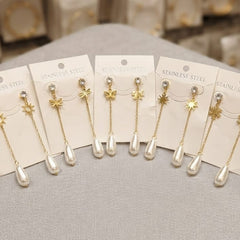 Stainless Steel Pearl Drop Earrings - Each