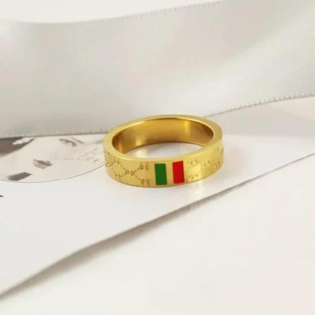 Gold-Tone Red & Green Enamel Ring