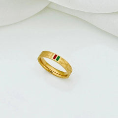 Gold-Tone Red & Green Enamel Ring