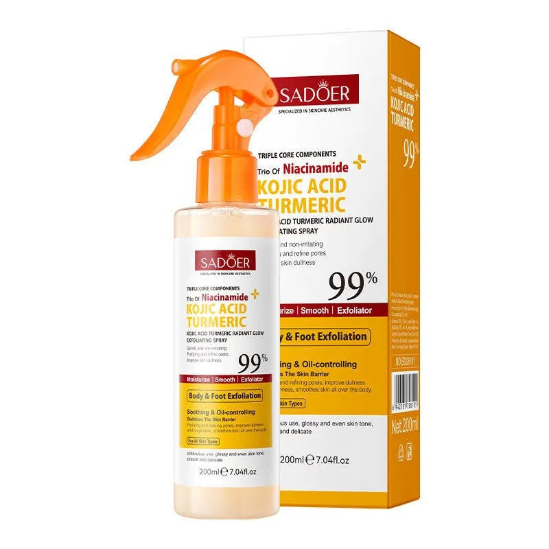 SADOER Kojic Acid Turmeric Radiant Glow Exfoliating Spray with Niacinamide – 200ml