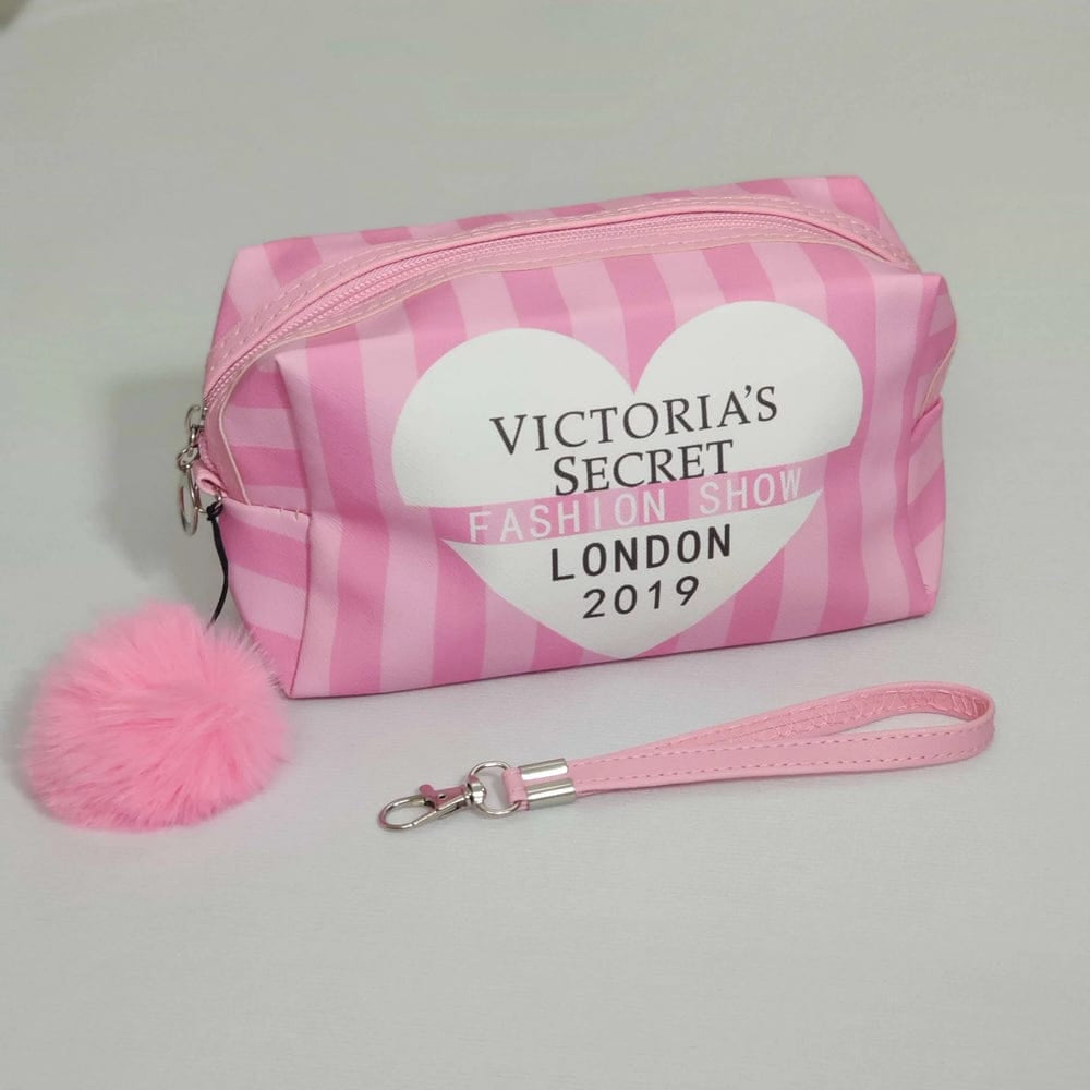 Victoria Secret Makeup Carry Pouch With Bow Keychain - Each