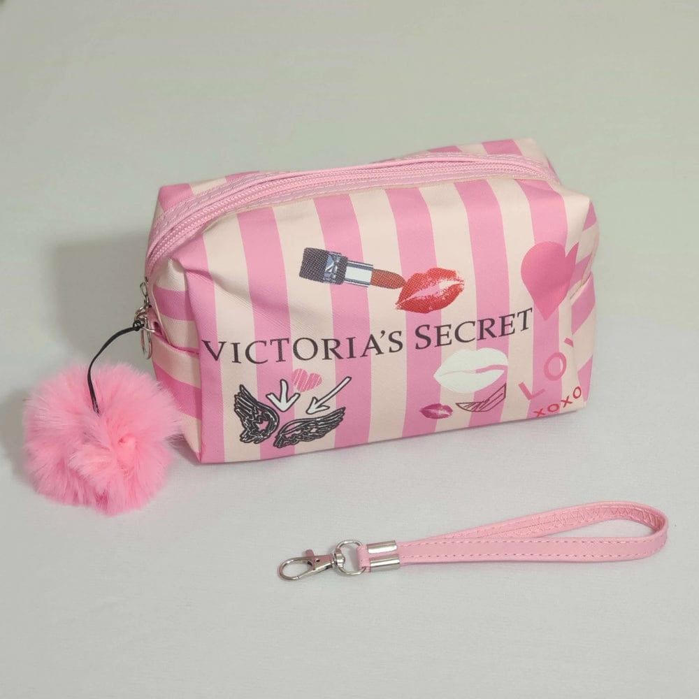Victoria Secret Makeup Carry Pouch With Bow Keychain - Each