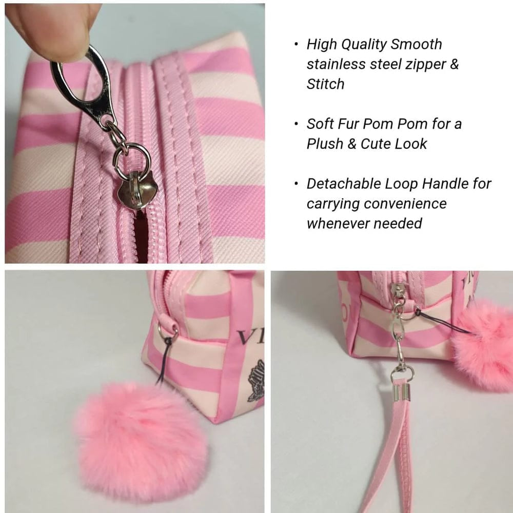 Victoria Secret Makeup Carry Pouch With Bow Keychain - Each