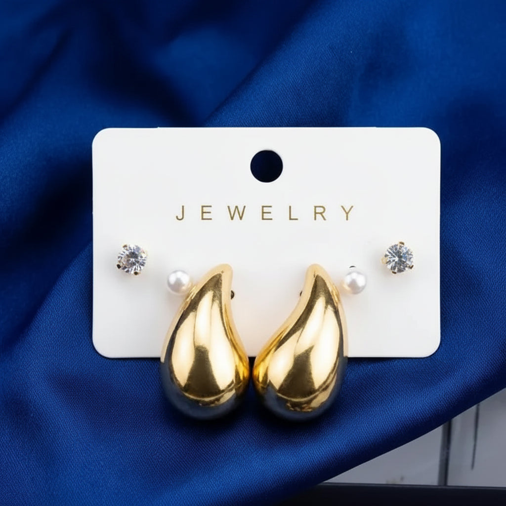 Gold-Plated Chunky Teardrop Earrings