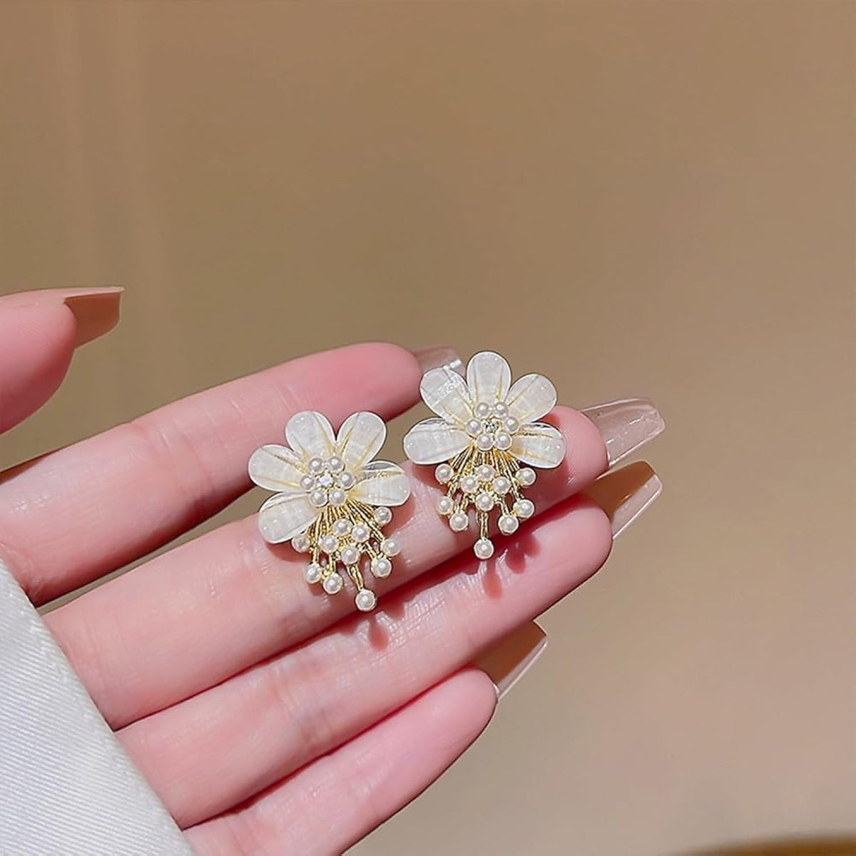 Floral Pearl Drop Earrings
