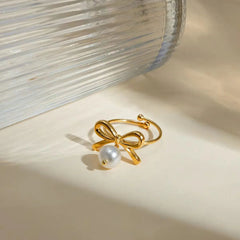 Forever Bow pearl charm RING