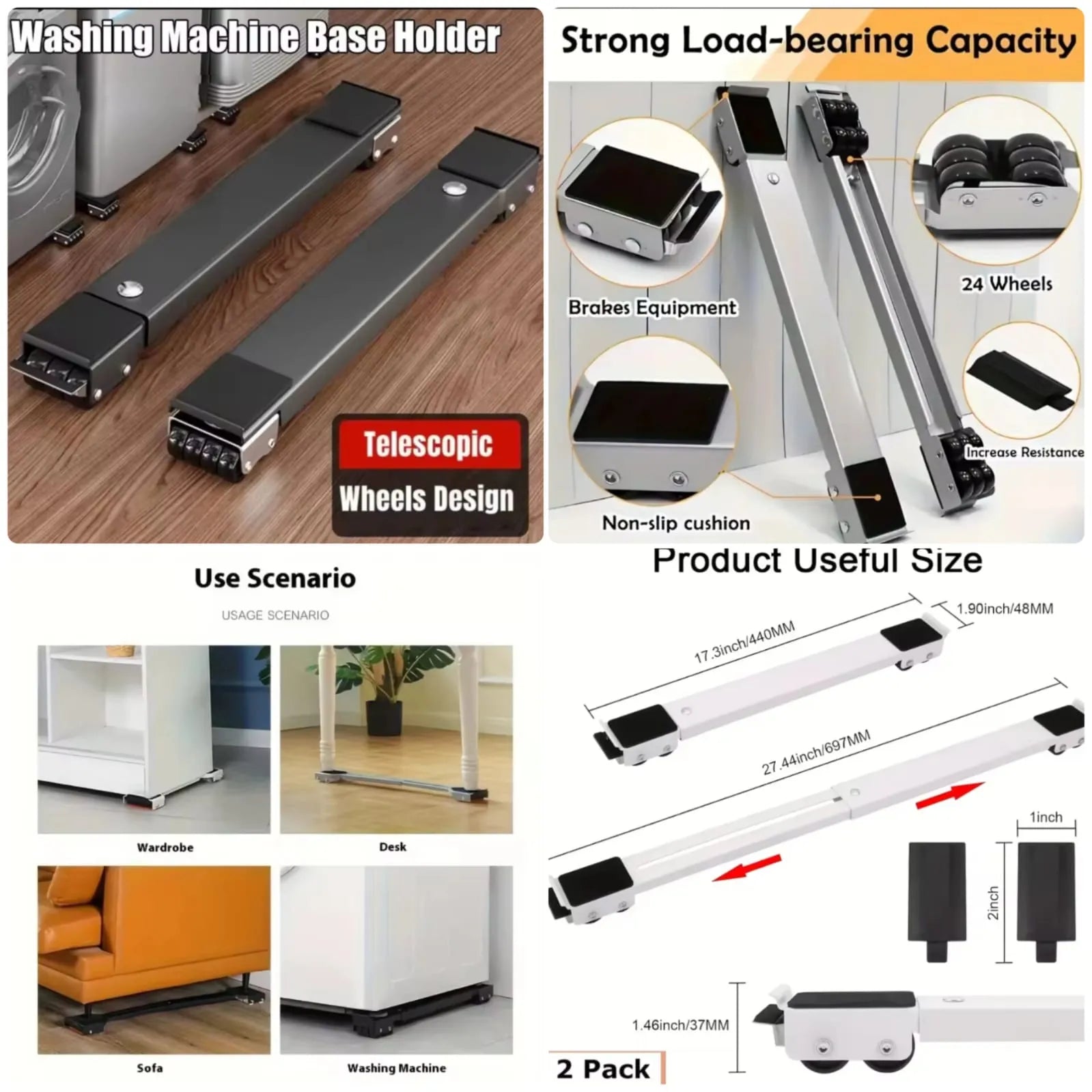 Heavy Appliances Wheels - Adjustable Roller Stand for Home Appliances