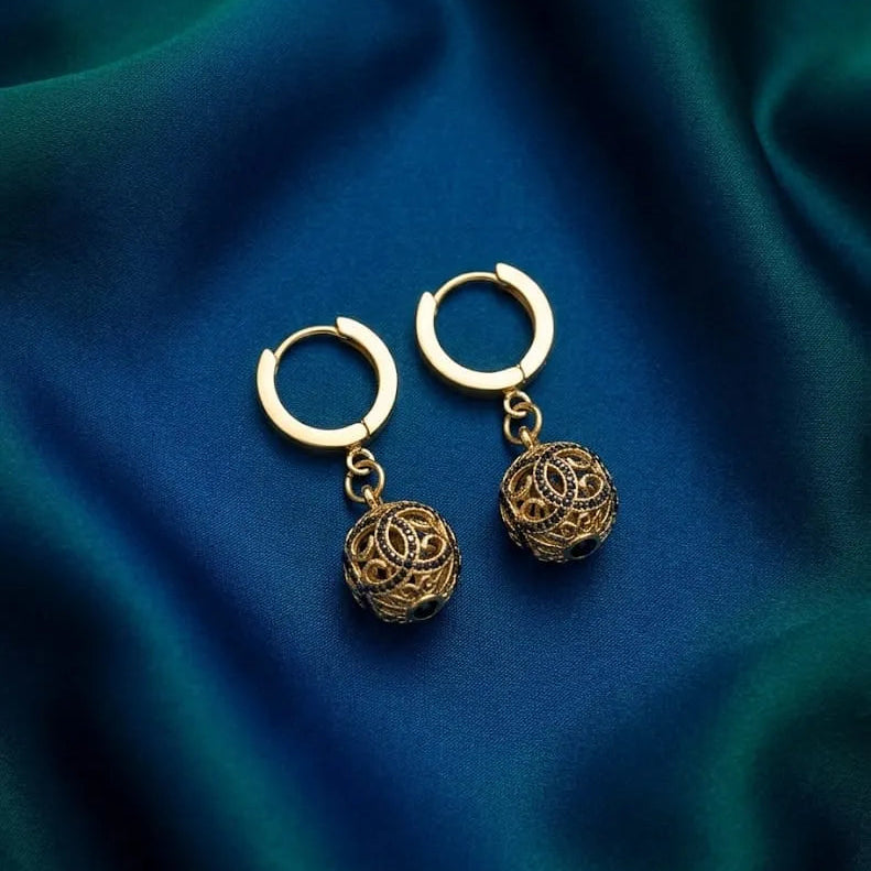 Golden Filigree Ball Dangle Earrings