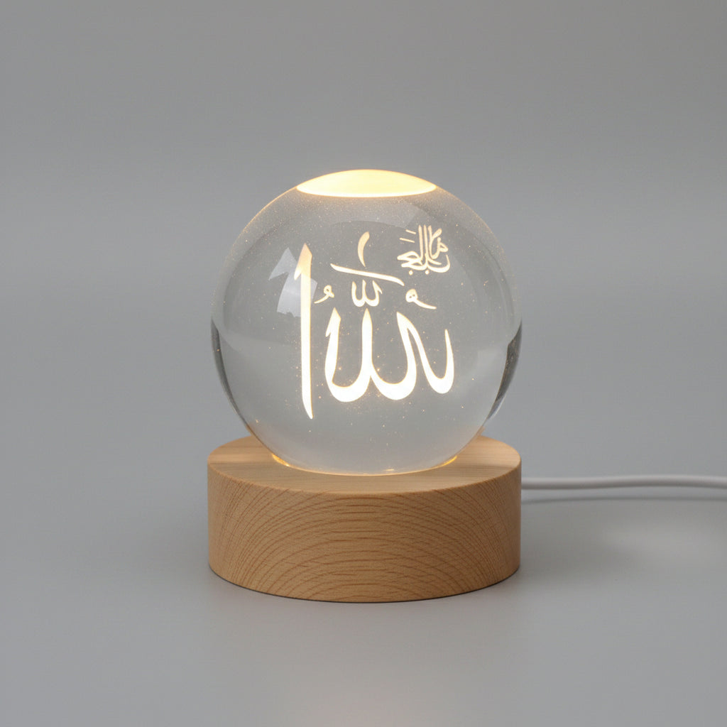 Allah Crystal Ball 3D Arabic Night Lamp