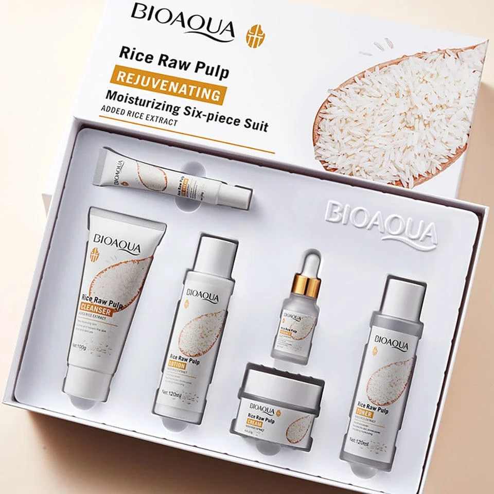 Bioaqua Rice Raw Pulp Rejuvenating & Moisturizing - Six Piece Suit Kit