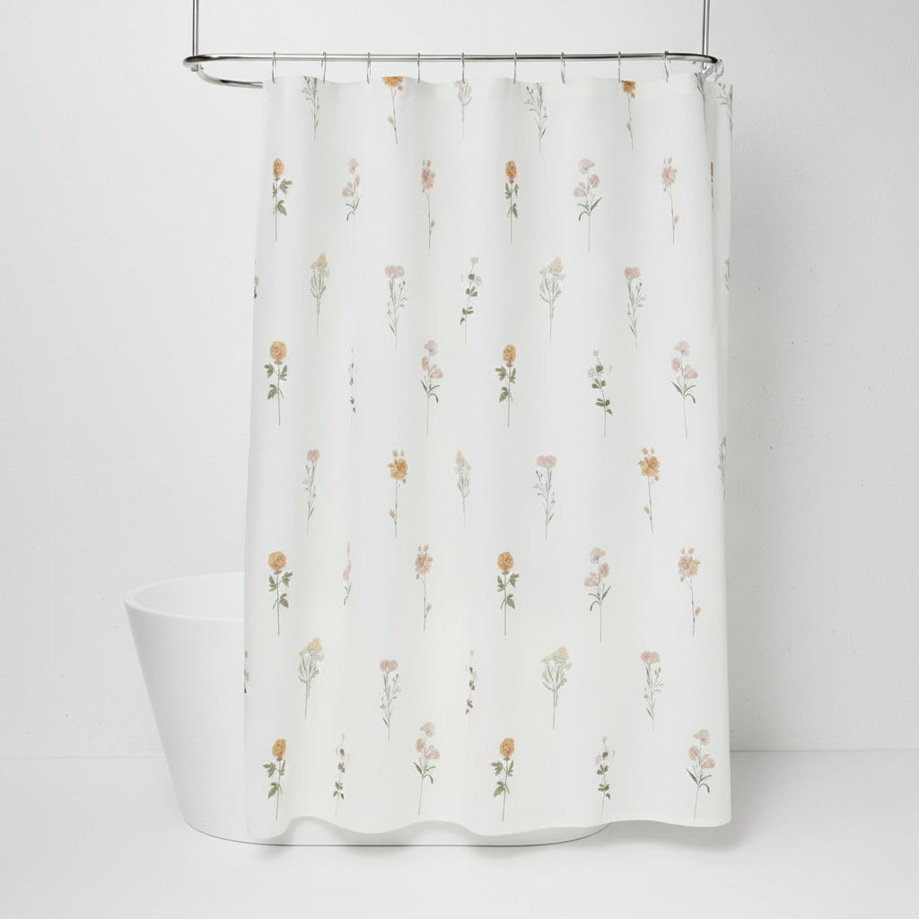 12 Hooks Shower Curtain – Waterproof Bathroom Curtain (180×180cm)