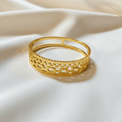 Stainless Steel Artisanal Textured Gold Bangle - Each