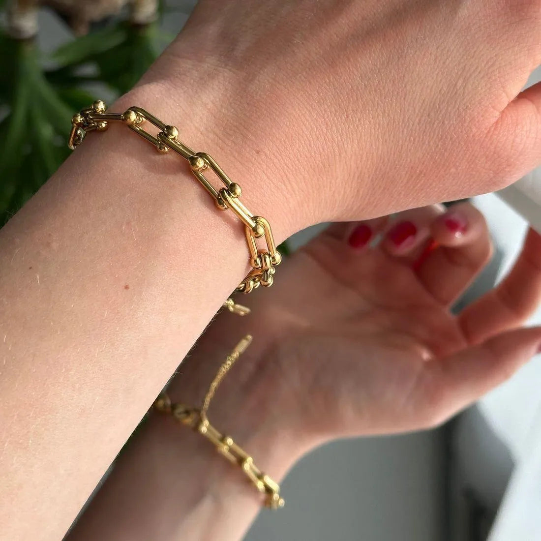 Yellow Gold Hard Wear Medium Link Stainless Bracelet