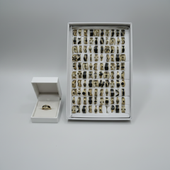 Stainless Steel Modern Celestial Ring Collection - Gold and Obsidian - Each