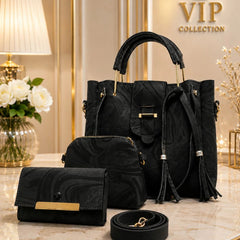 VIP Collection Brown 3-Piece Handbag Set