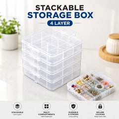 Stackable Storage Box Organizer - 4 Layers