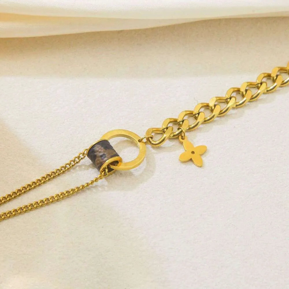 Stainless Steel Modern Luxe Layered Chain Bracelet - Gilded Finish - Each