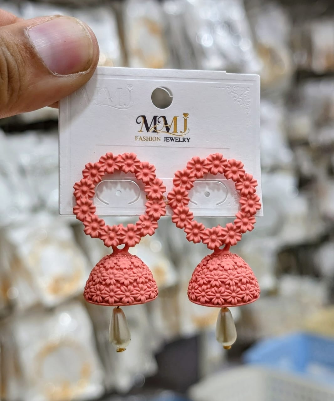 Stainless Steel MMJ Bohemian Floral Jhumka Earrings  - Each