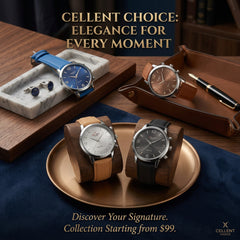 XCELLENT Choice quartz analog wristwatches with leather straps