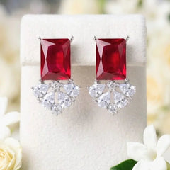 Emerald Stone with Champagne Crystal Earrings